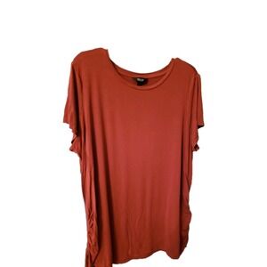 Simply Vera Vera Wang Women's  Orange 2x Side Tie Short Sleeve Top